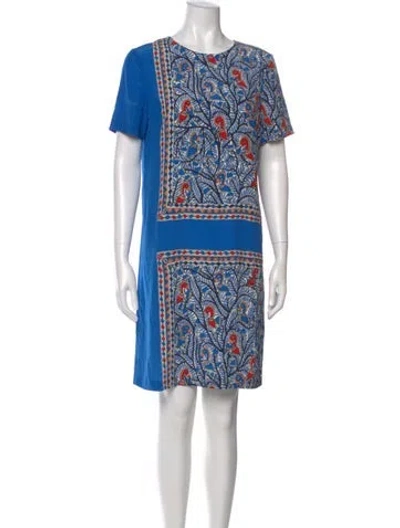Pre-owned Tory Burch Silk Mini Dress In Blue