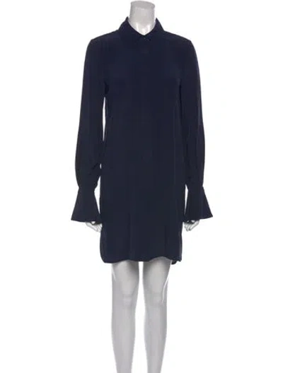 Pre-owned Tory Burch Silk Mini Dress In Blue