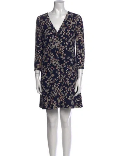 Pre-owned Tory Burch Silk Mini Dress In Blue