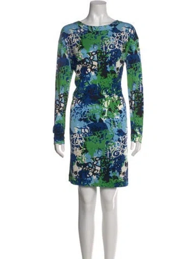Pre-owned Tory Burch Silk Mini Dress In Blue