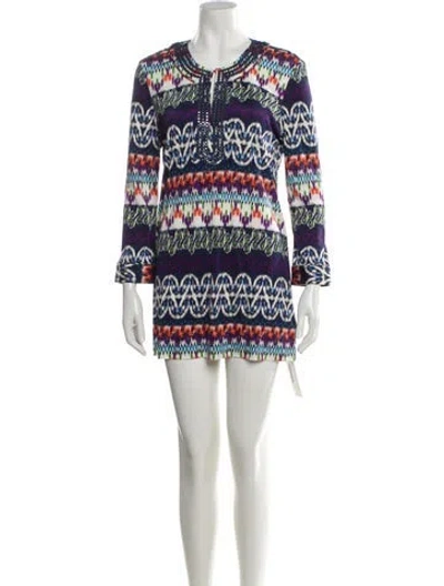 Pre-owned Tory Burch Silk Mini Dress In Blue