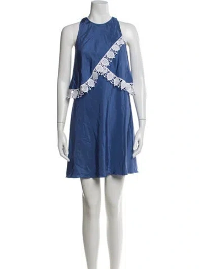Pre-owned Tory Burch Silk Mini Dress In Blue
