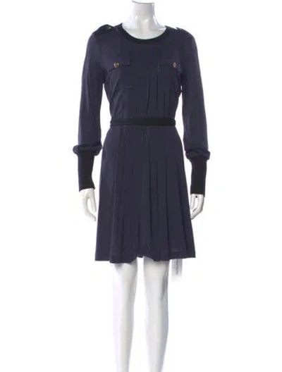 Pre-owned Tory Burch Silk Mini Dress In Blue