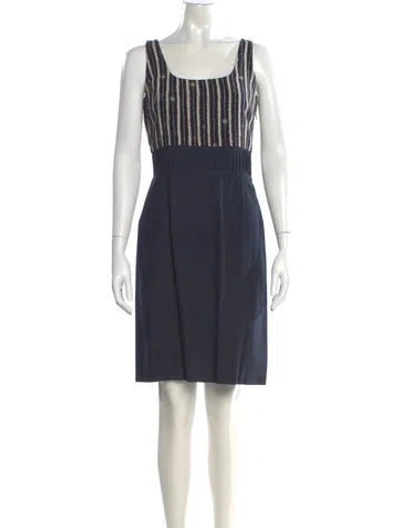 Pre-owned Tory Burch Silk Mini Dress In Blue