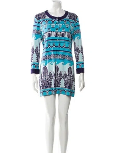 Pre-owned Tory Burch Silk Mini Dress In Blue