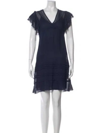 Pre-owned Tory Burch Silk Mini Dress In Blue