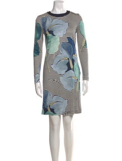 Pre-owned Tory Burch Silk Mini Dress In Blue