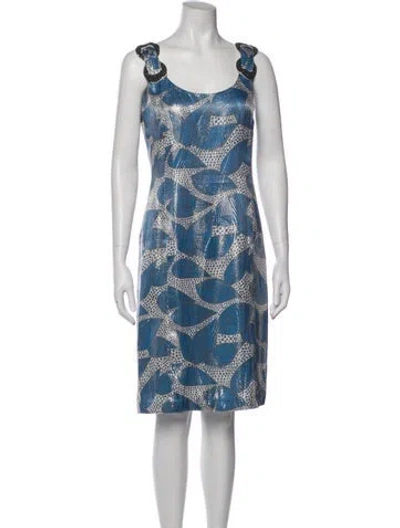 Pre-owned Tory Burch Silk Mini Dress In Blue