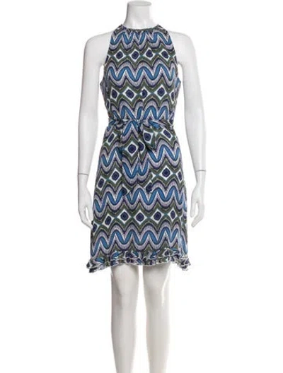 Pre-owned Tory Burch Silk Mini Dress In Blue
