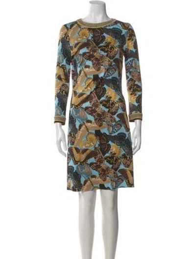 Pre-owned Tory Burch Silk Mini Dress In Blue