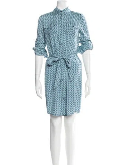 Pre-owned Tory Burch Silk Mini Dress In Blue