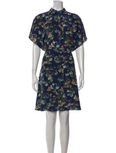 Pre-owned Tory Burch Silk Mini Dress In Blue