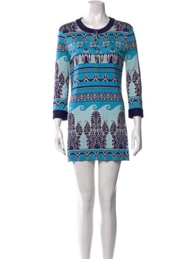 Pre-owned Tory Burch Silk Mini Dress In Blue