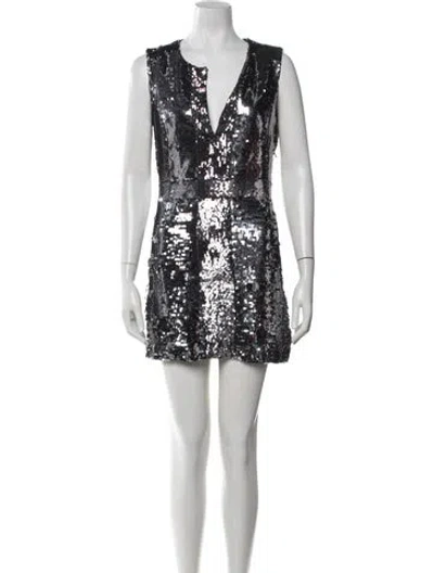 Pre-owned Tory Burch Silk Mini Dress In Blue