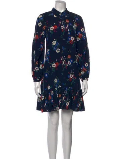 Pre-owned Tory Burch Silk Mini Dress In Blue