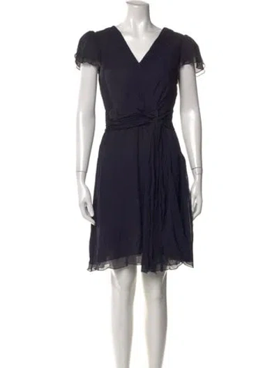 Pre-owned Tory Burch Silk Mini Dress In Blue