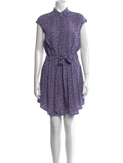 Pre-owned Tory Burch Silk Mini Dress In Blue