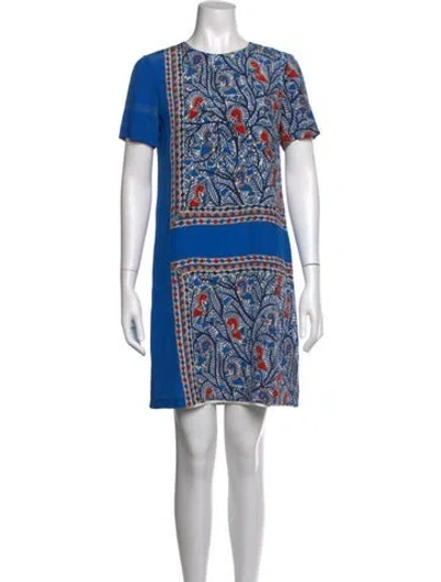 Pre-owned Tory Burch Silk Mini Dress In Blue