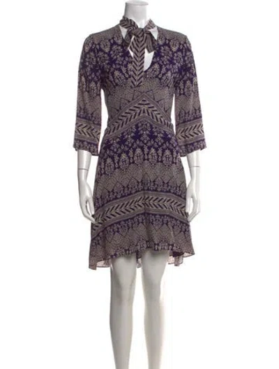 Pre-owned Tory Burch Silk Mini Dress In Blue