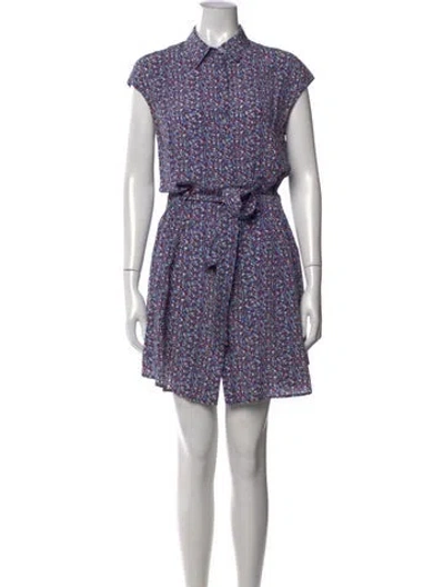 Pre-owned Tory Burch Silk Mini Dress In Blue
