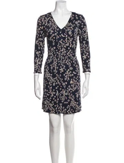Pre-owned Tory Burch Silk Mini Dress In Blue