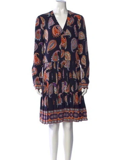 Pre-owned Tory Burch Silk Mini Dress In Blue