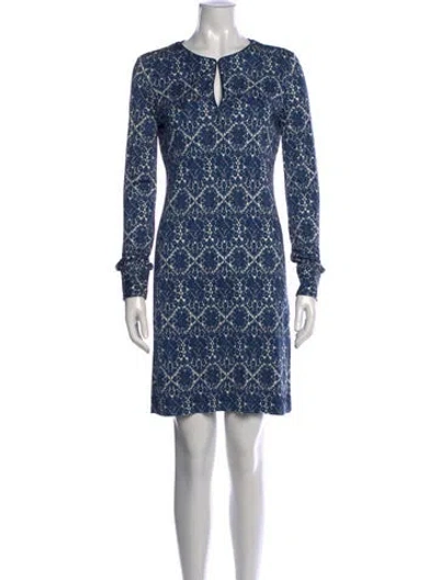 Pre-owned Tory Burch Silk Mini Dress In Blue