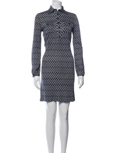 Pre-owned Tory Burch Silk Mini Dress In Blue