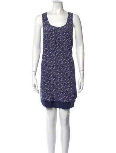 Pre-owned Tory Burch Silk Mini Dress In Blue