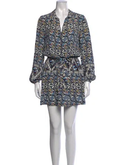 Pre-owned Tory Burch Silk Mini Dress In Blue