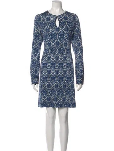 Pre-owned Tory Burch Silk Mini Dress In Blue
