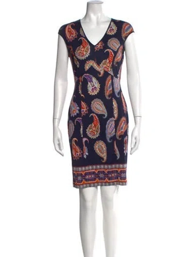 Pre-owned Tory Burch Silk Mini Dress In Blue