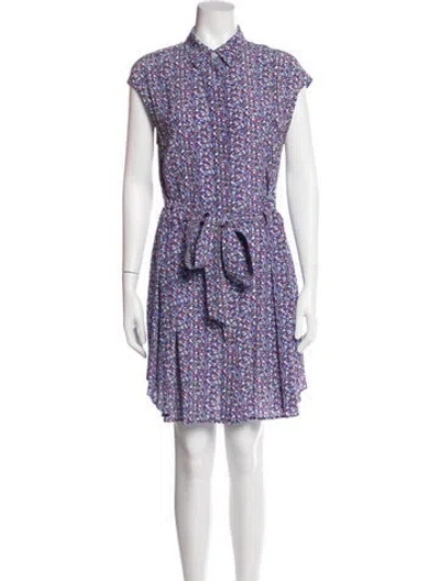 Pre-owned Tory Burch Silk Mini Dress In Blue
