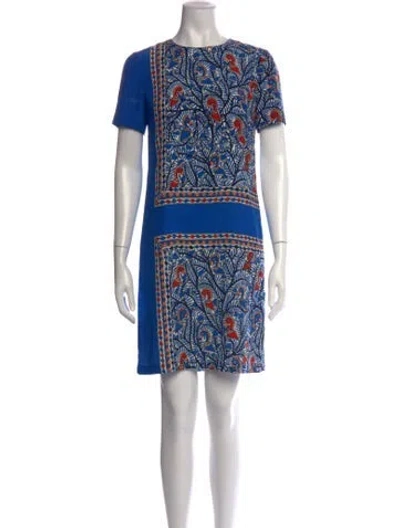 Pre-owned Tory Burch Silk Mini Dress In Blue