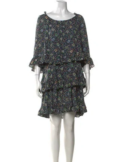 Pre-owned Tory Burch Silk Mini Dress In Blue/green