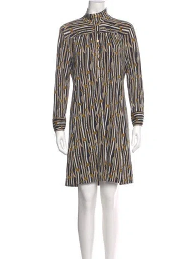 Pre-owned Tory Burch Silk Mini Dress In Blue/neutrals