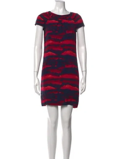 Pre-owned Tory Burch Silk Mini Dress In Blue/pink