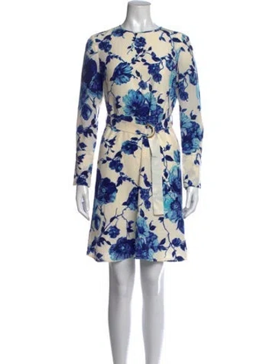 Pre-owned Tory Burch Silk Mini Dress In Blue/white