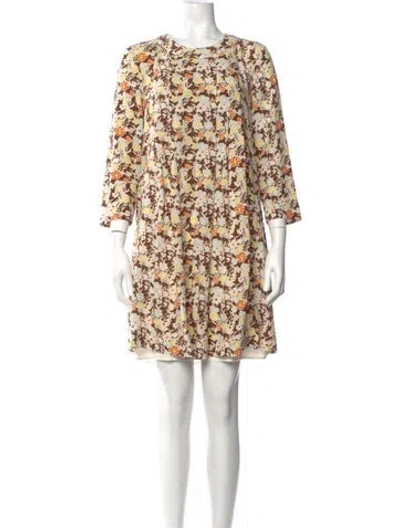 Pre-owned Tory Burch Silk Mini Dress In Brown
