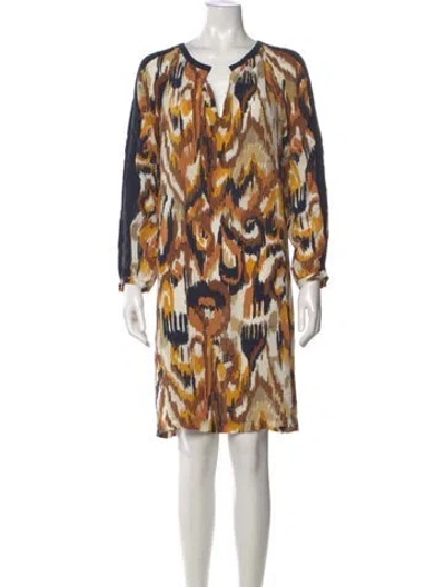 Pre-owned Tory Burch Silk Mini Dress In Brown