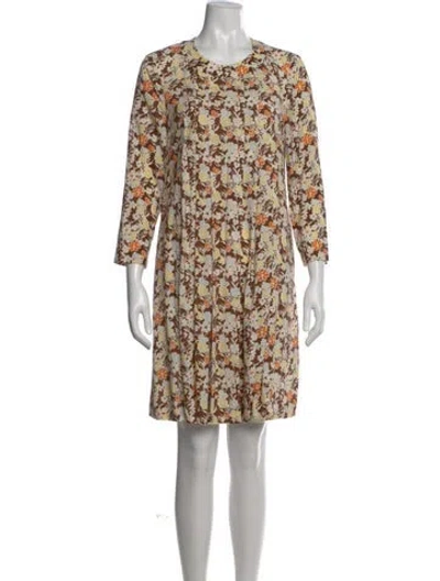 Pre-owned Tory Burch Silk Mini Dress In Brown
