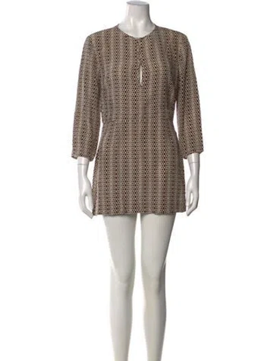 Pre-owned Tory Burch Silk Mini Dress In Brown