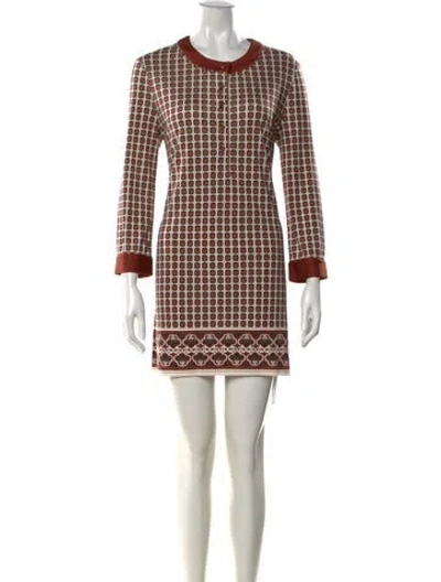 Pre-owned Tory Burch Silk Mini Dress In Brown