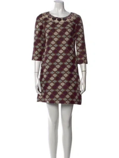 Pre-owned Tory Burch Silk Mini Dress In Burgundy