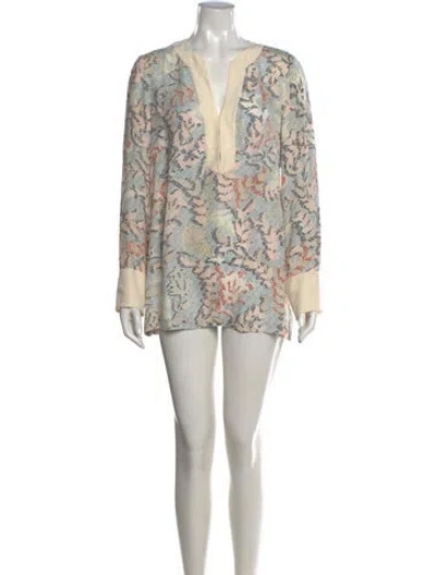Pre-owned Tory Burch Silk Mini Dress In Gray