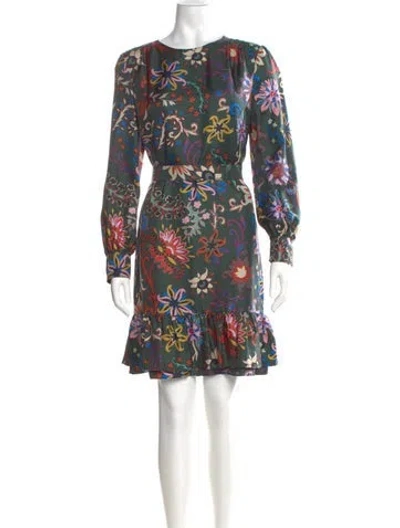 Pre-owned Tory Burch Silk Mini Dress In Green