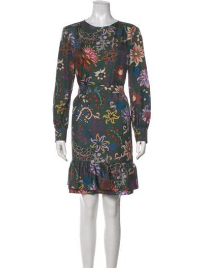 Pre-owned Tory Burch Silk Mini Dress In Green