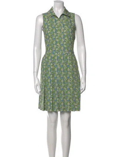 Pre-owned Tory Burch Silk Mini Dress In Green