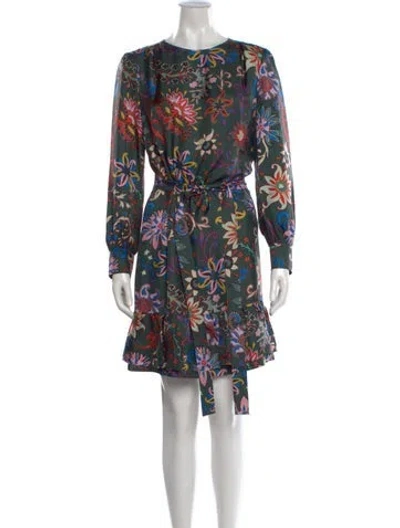 Pre-owned Tory Burch Silk Mini Dress In Green