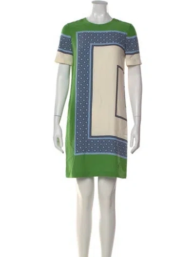 Pre-owned Tory Burch Silk Mini Dress In Green